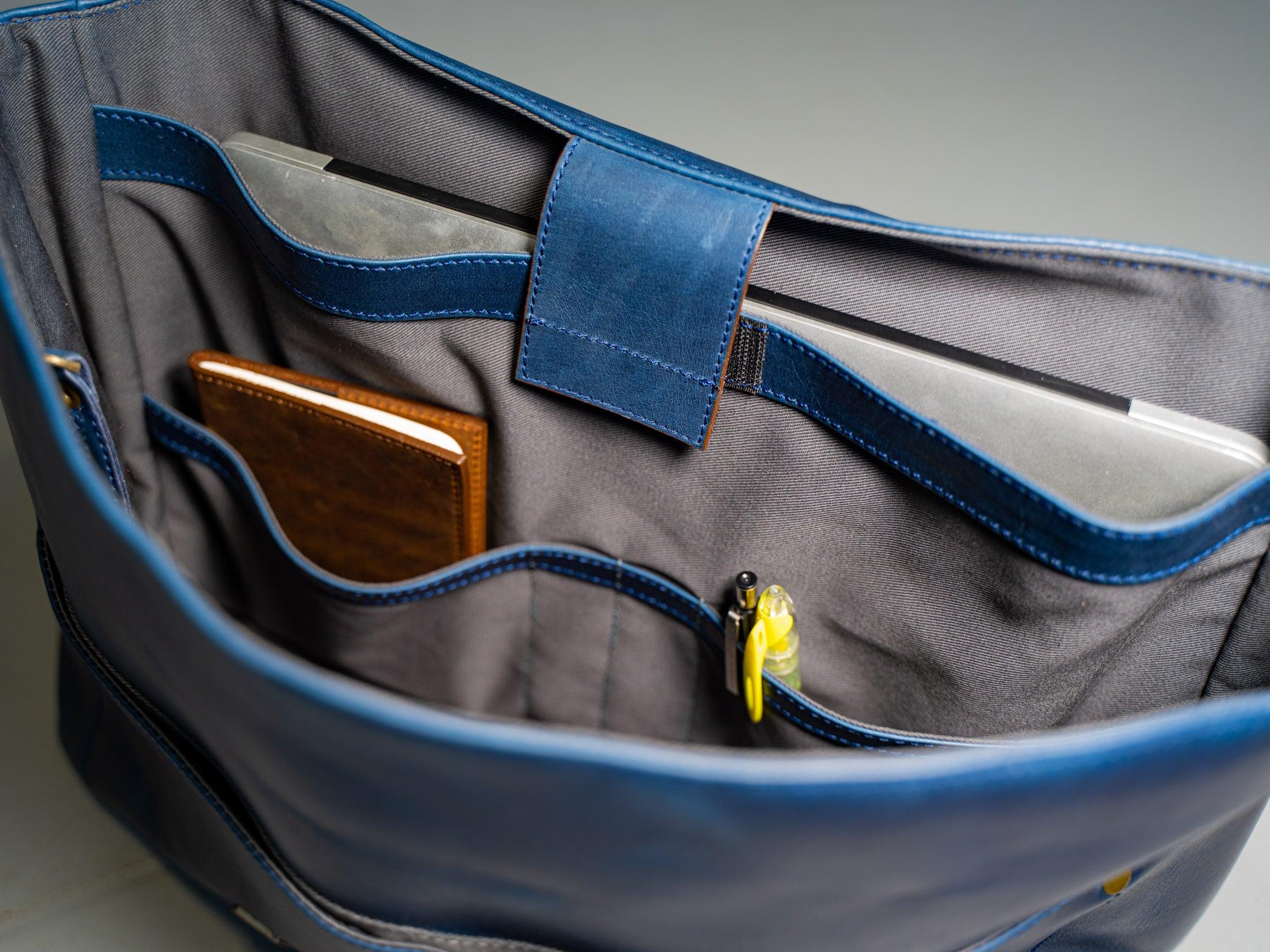Canvas and Leather Messenger Bag - Chocolate - Image 4