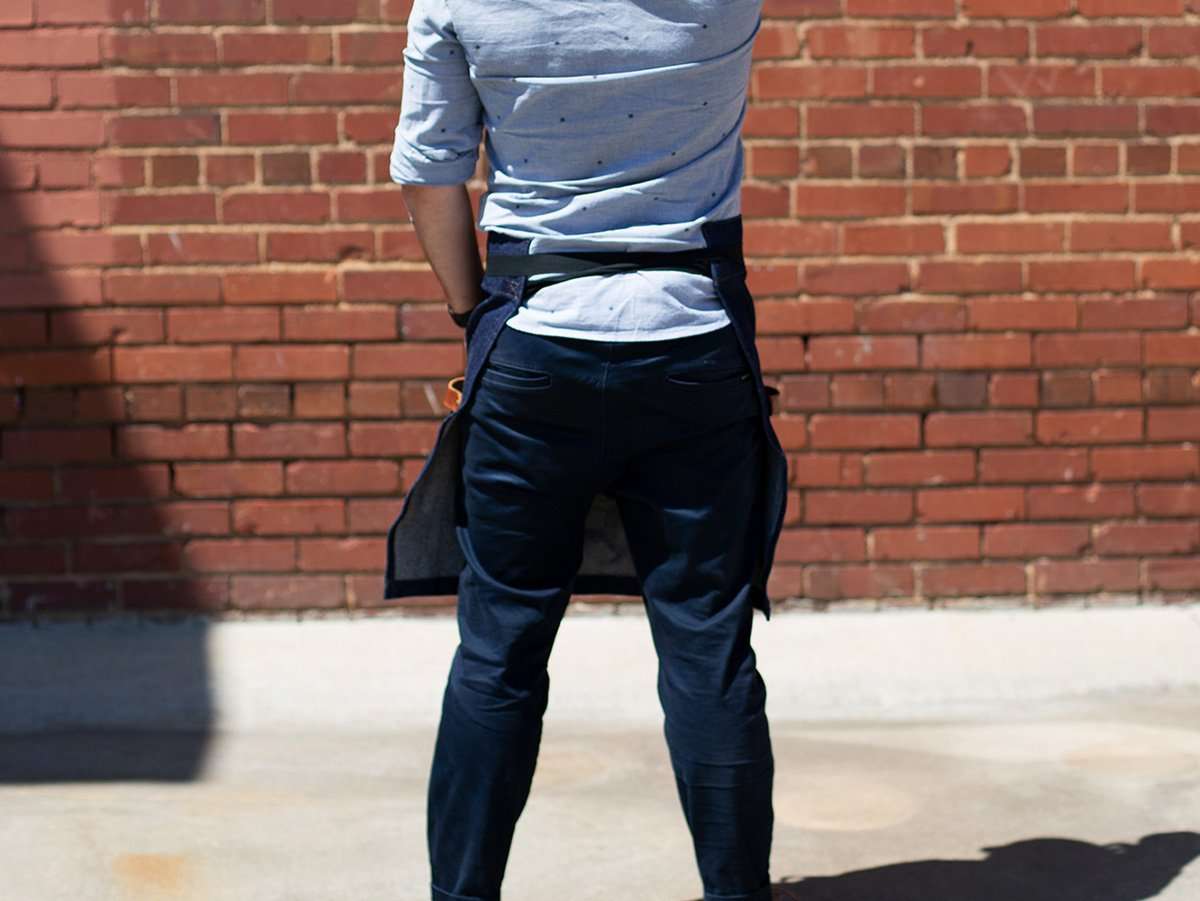 Denim Half Apron with Leather - Image 4