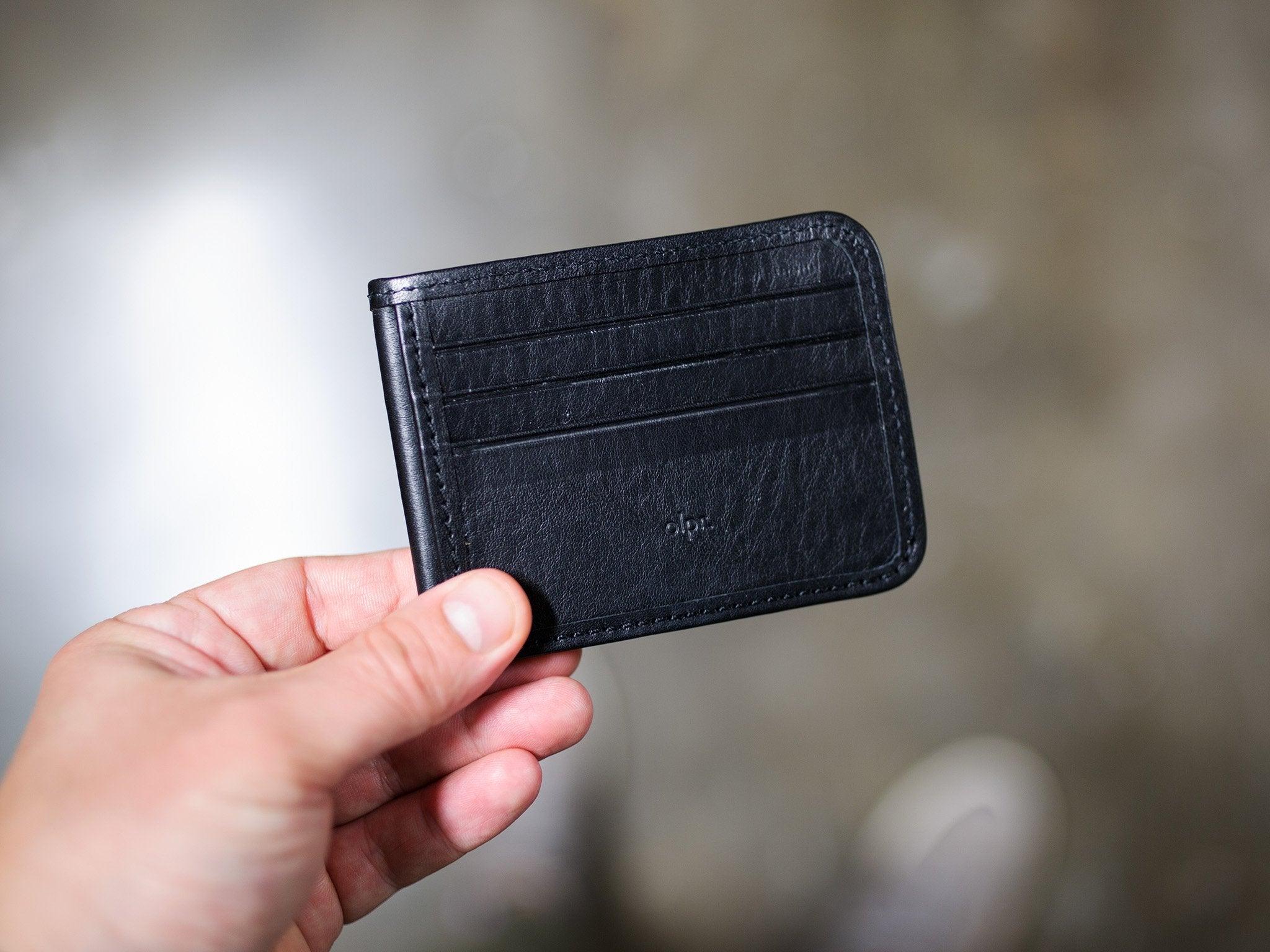 Italian Leather Nine Pocket Wallet - Black