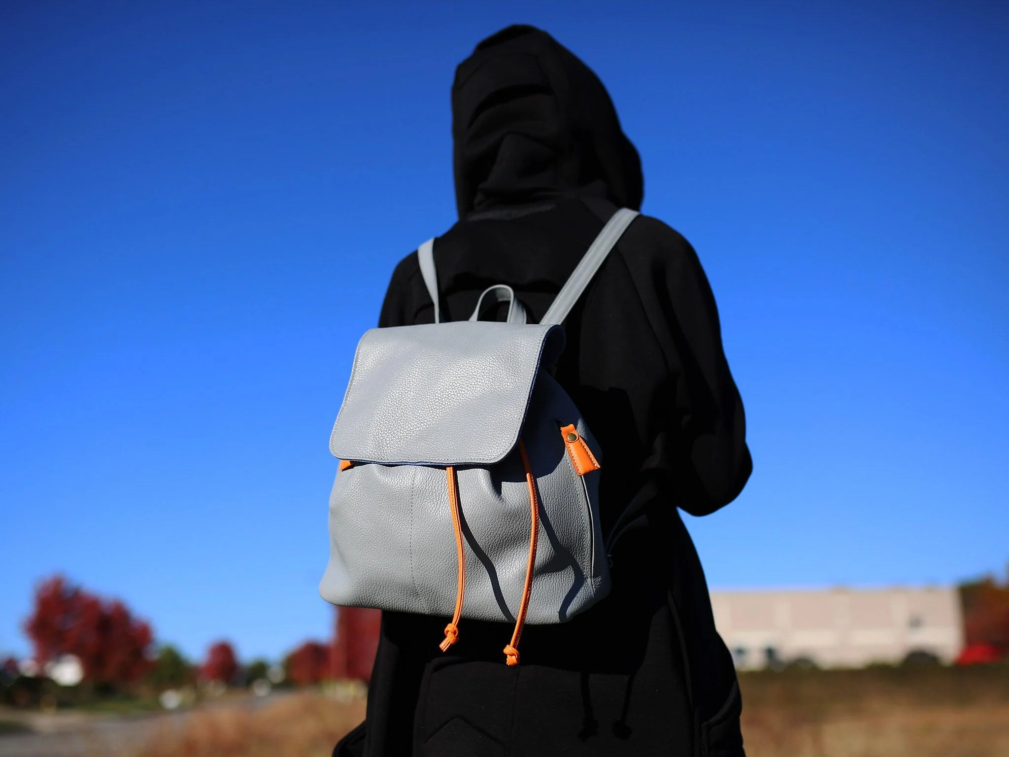Leather Vinka Backpack - Grey