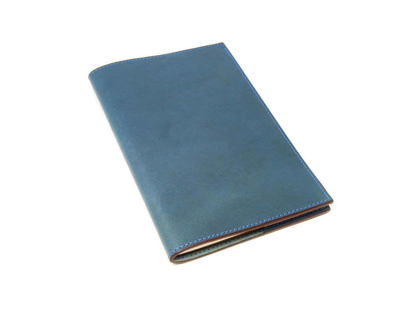 Pocket Italian Leather Lined Notebook - Blue - Image 2
